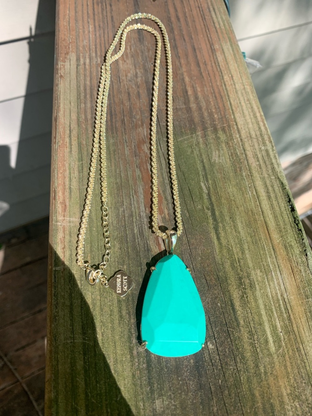 Kendra Scott Sandra Gold Necklace with Mint Stone Pendant